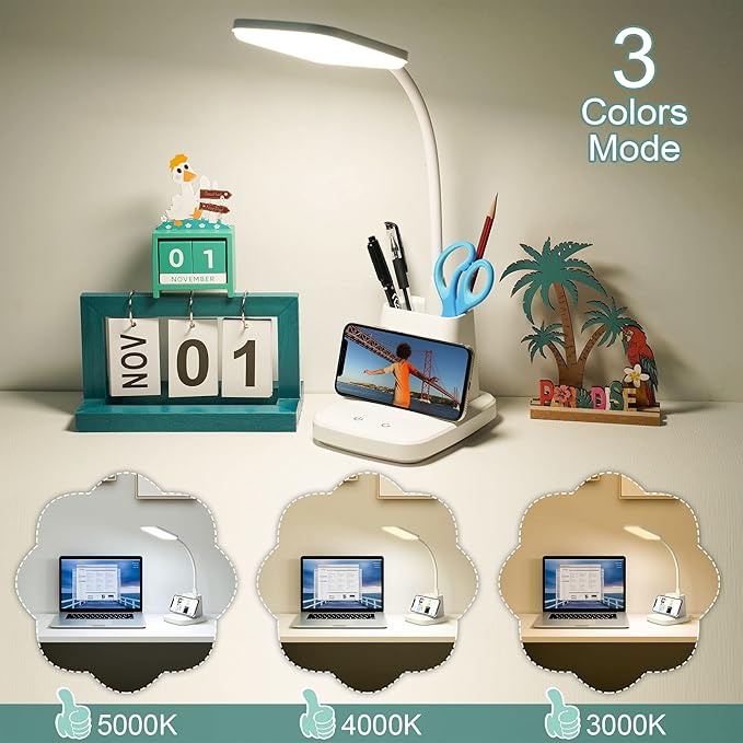 Upgraded LED Desk Lamp with Wireless Charger, 3 Color Modes, CRI 85, 800 Lumen - Image 4