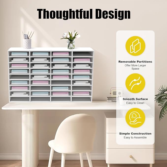 Literature Organizer, Desktop File Sorter Mail Center, Paper Storage Cabinet - Image 4