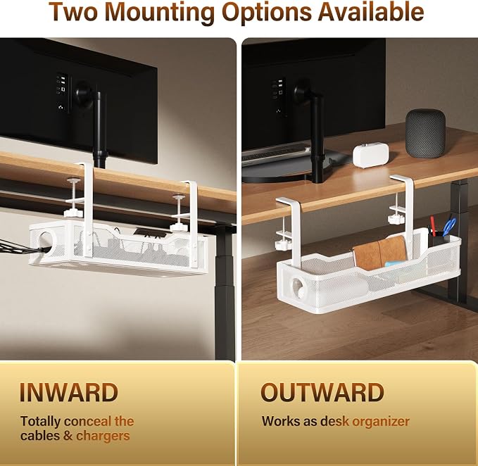 2 Pack Under Desk Cable Management Tray, Cinati Cord Organizers - Image 5