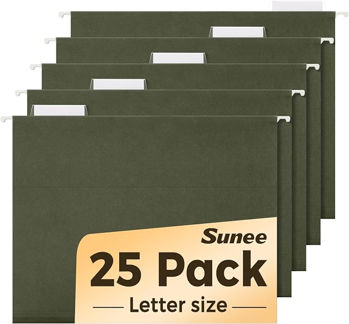 SUNEE Hanging File Folders, 25 Pack Reinforced Hang Folders Letter Size by SUNEE