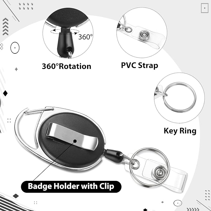 2 Pack Badge Holder Retractable Clip Heavy Duty Reels - Image 2