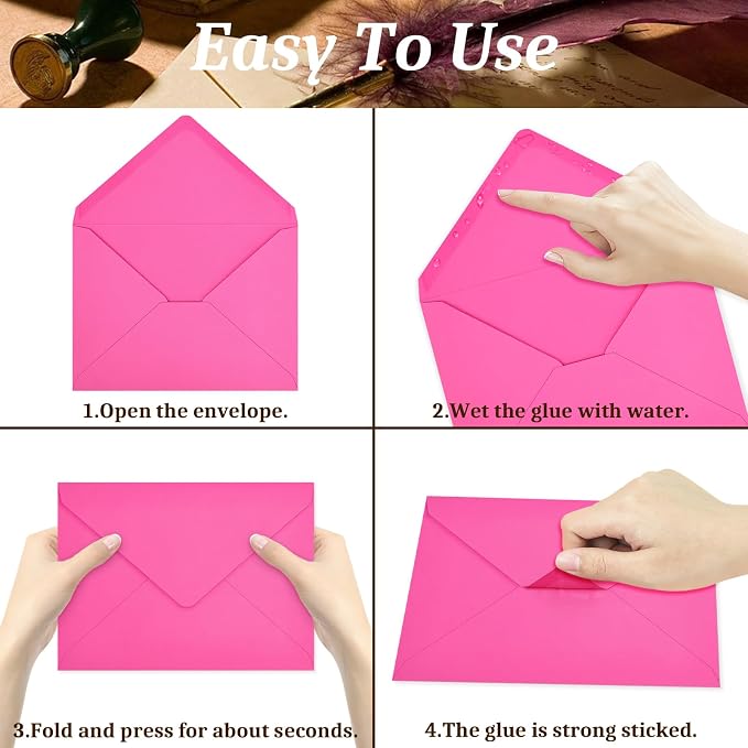 50 Pack A7 Envelopes, Rose Greeting Card Envelopes Self Seal, 5.24 x 7.24 in - Image 4