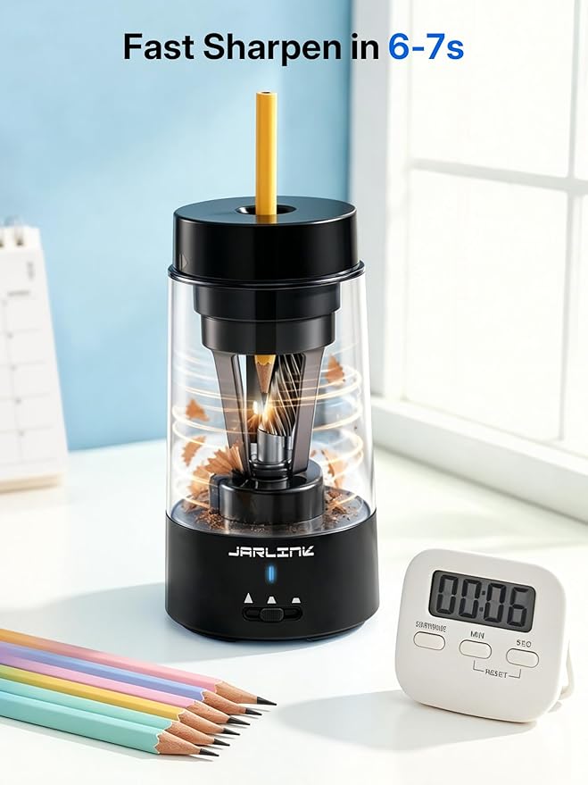 JARLINK Electric Pencil Sharpener, Fully Automatic Rechargeable Pencil Sharpener - Image 6