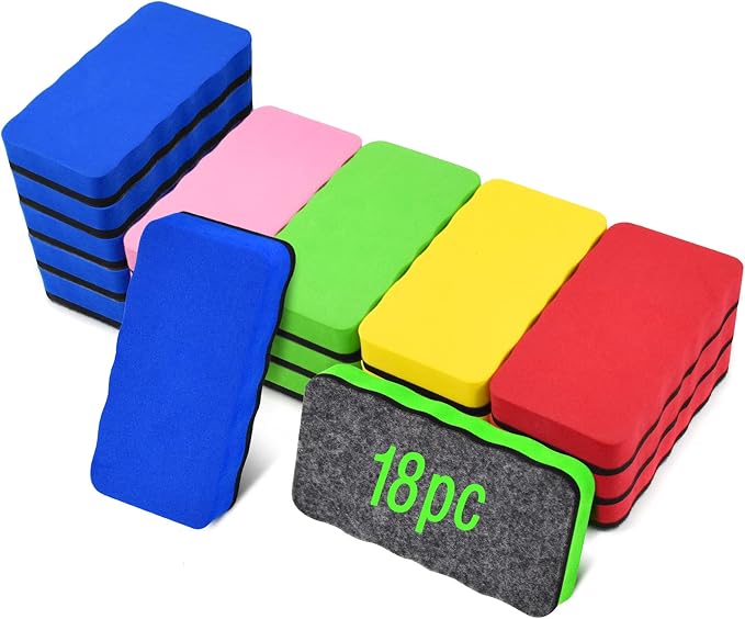 Dry Erase Erasers, Eeoyu 18 Pack Magnetic Whiteboard Dry Erasers Chalkboard by EEOYU