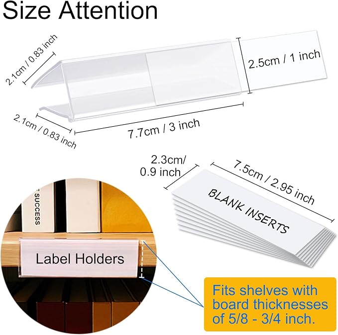 Shelf Label Holder, ChanQnTon 96PCS 3X7/8'' Shelf Labels, Tag Ticket Sign Label - Image 2