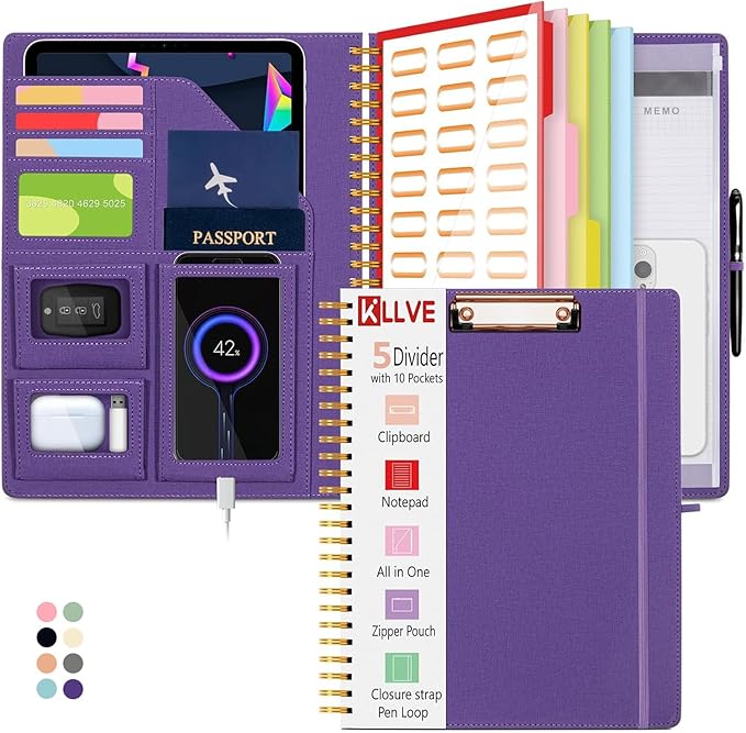 Purple Foldable Spiral Clipboard Folio by KLLVE