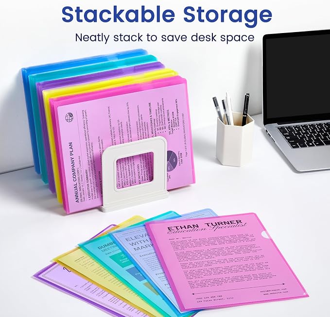 Sooez 36 Pack Clear Document Folder Project Pockets, 6 Assorted Colors - Image 7