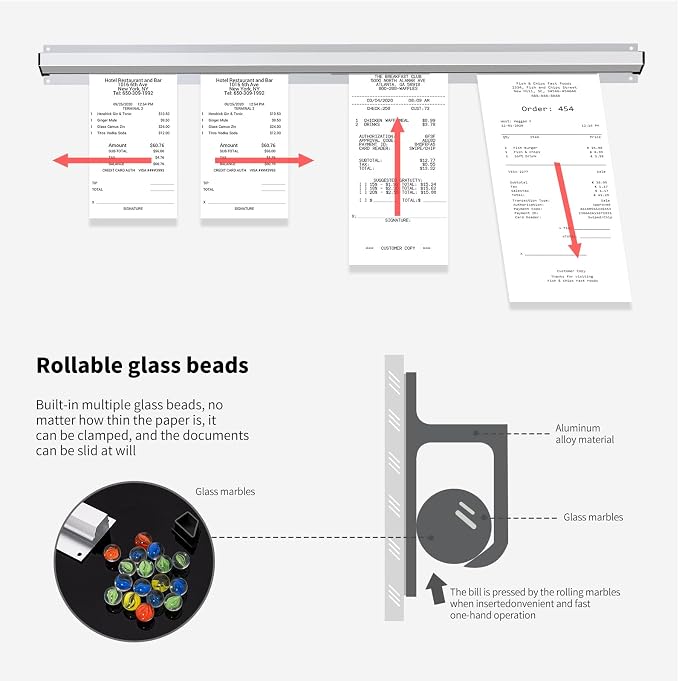 2 Pieces 24-inch Aluminum Sliding Restaurant menu Clip Rails - Image 6