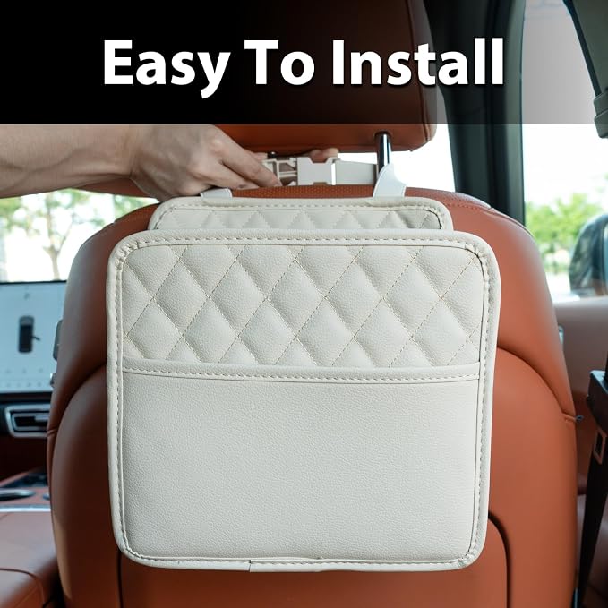 FrgKbTm Car Seat Back Hanging Bag Car Document Holder Multi-Pocket Bottle Bag - Image 7