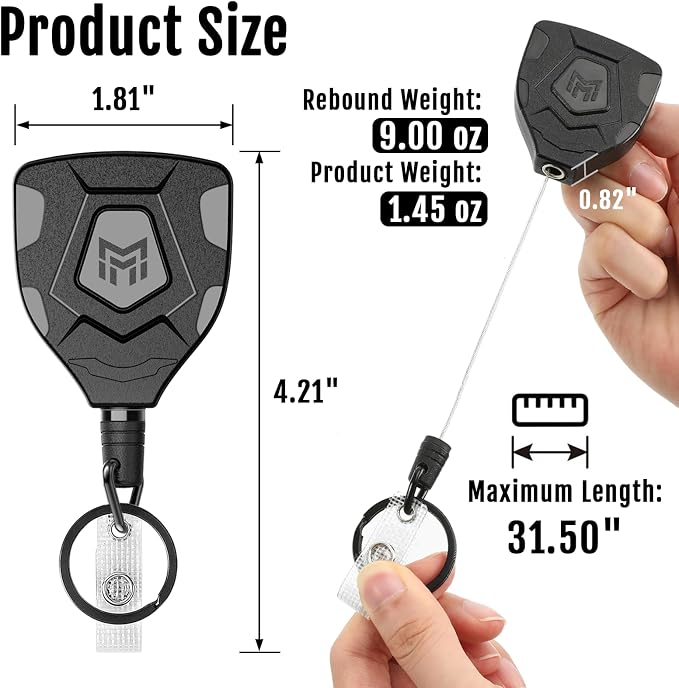 MNGARISTA Heavy Duty Retractable Badge Reel, 8 oz 31.5'' Keychain | heavy duty - Image 4