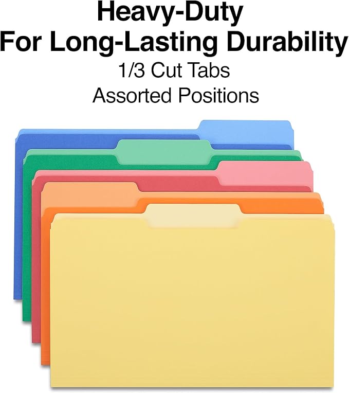 Staples Heavyweight File Folders, Legal Size, 1/3‑Cut Tabs, Heavy‑Duty Paper - Image 4