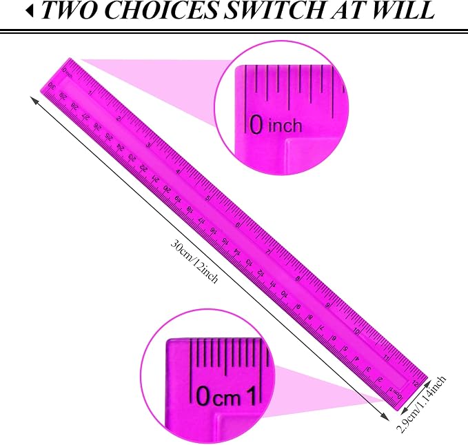 7PCS Clear Ruler, 12 Inch Plastic Rulers - Image 2