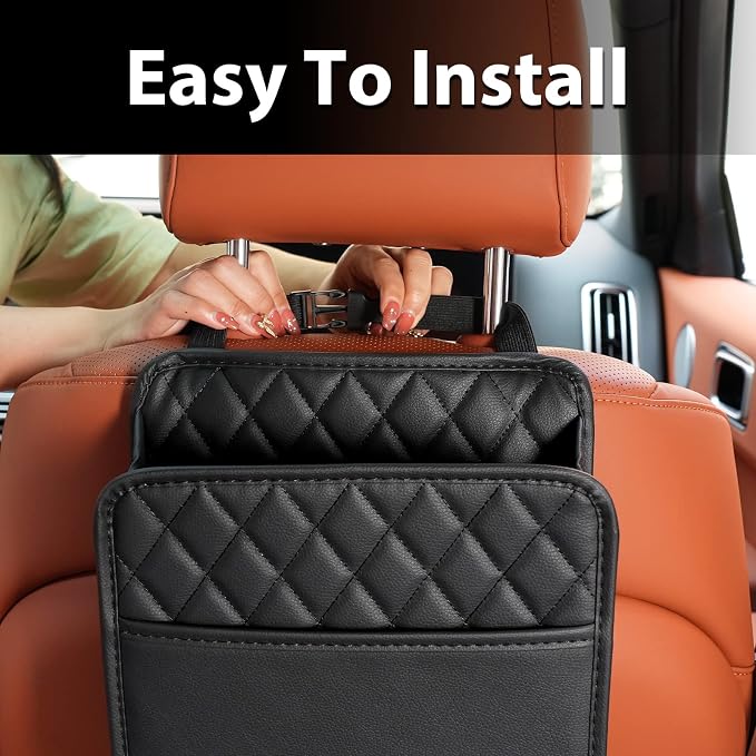 FrgKbTm Car Seat Back Hanging Bag Car Document Holder Multi-Pocket Bottle Bag - Image 7