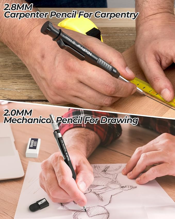 Nicpro 18 Pack Carpenter Pencils Mechanical, Construction Pencils - Image 7