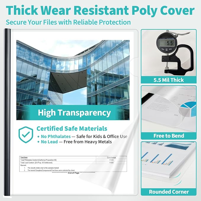 Binditek 100 Pack Clear Report Covers - Image 3