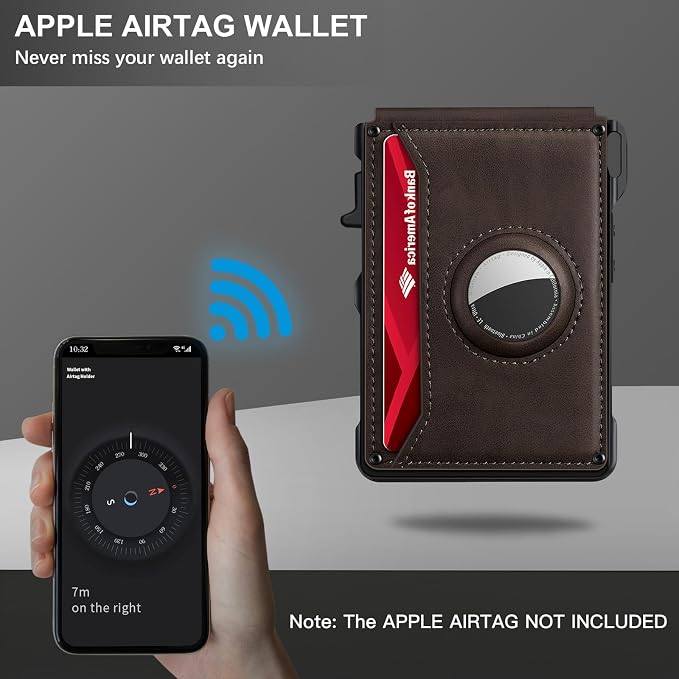 Airtag Wallet for Men, Mens Smart Wallet for Air Tag RFID Blocking, Minimalist - Image 4
