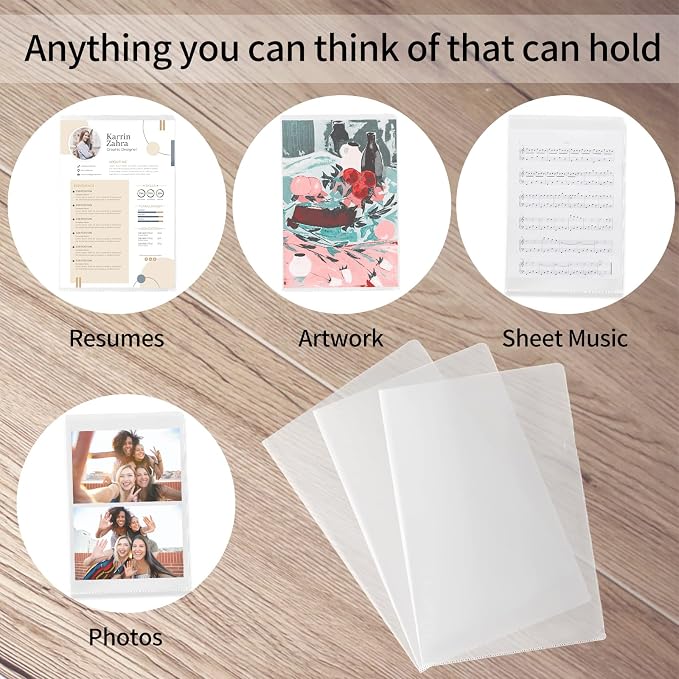 12 Packs Legal Size Clear Project Pocket Sleeves 9”x14.5”L-Type Plastic Folders - Image 4