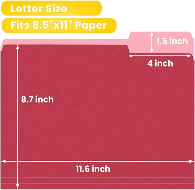 SUNEE File Folders, 120 Pack Manilla Folders 8.5 x 11, Colored File Folders - Image 2