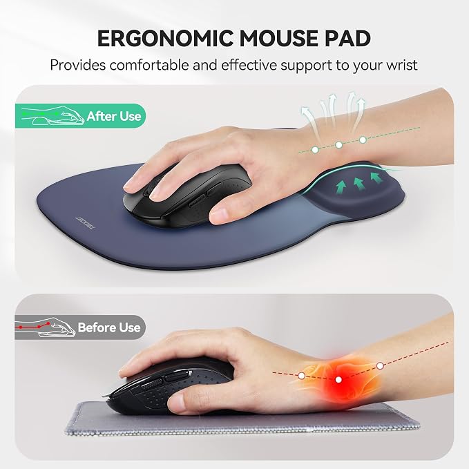 TECKNET Gel Mouse Pad with Wrist Rest, Ergonomic Office Mousepad with Wrist - Image 2
