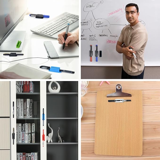20 Pack Adhesive Silicone Pen Holders, Clipboards, Classroom And Office; - Image 4