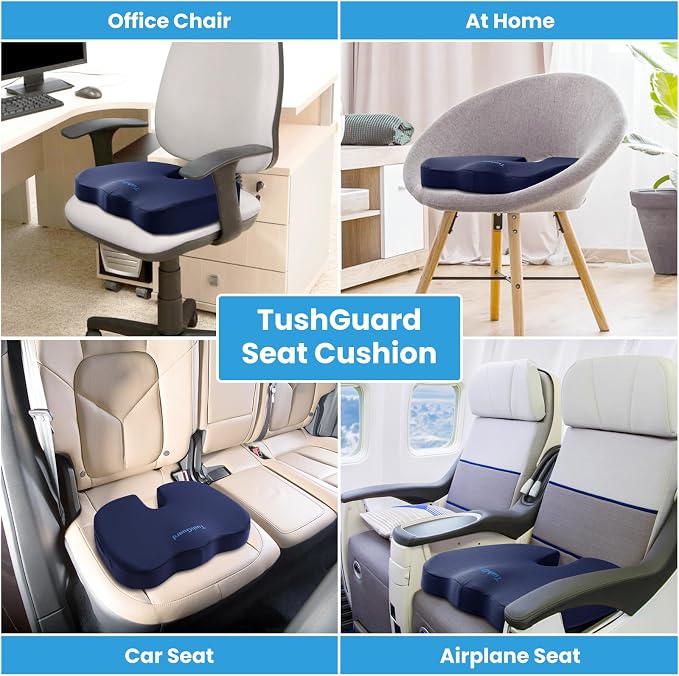 TushGuard Seat Cushion for Office Chair Memory Foam Non-Slip Cushion Back - Image 5
