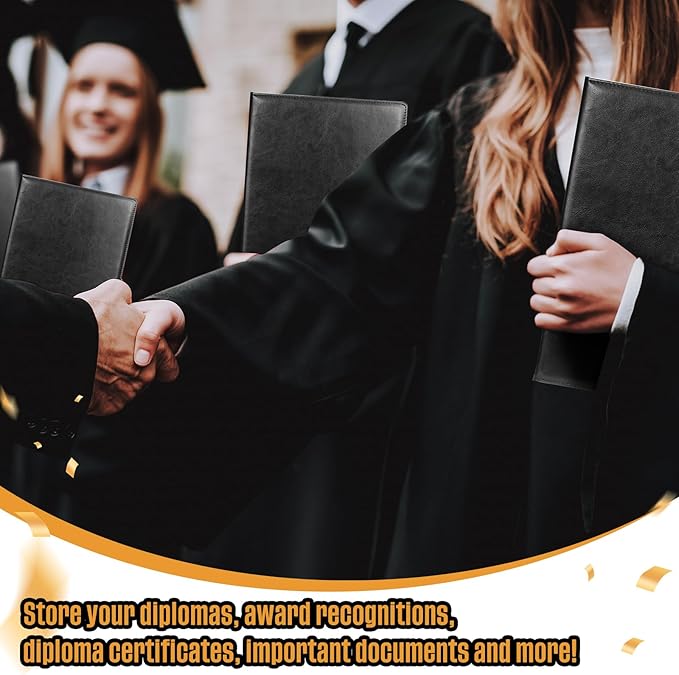 Tenare 50 Pcs Black Leather Certificate Holder 8.5 x 11 PU Phd Bachelor Master - Image 7