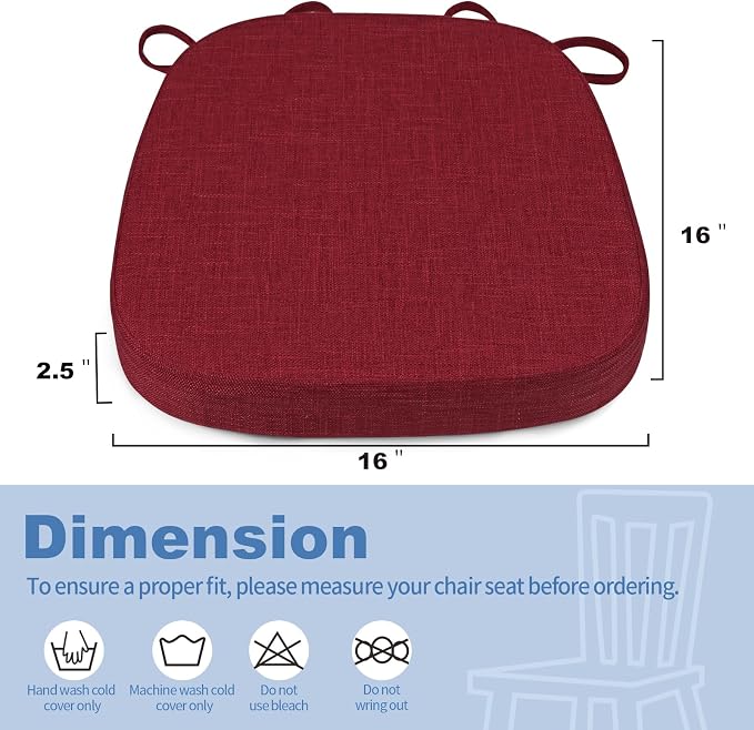 BUYUE Thickened 2.5" Dining Chair Cushions Set of 6, U-Shape High Density Foam - Image 3