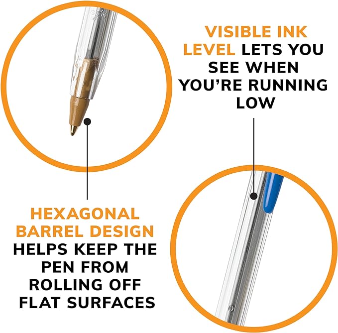 BIC Cristal Xtra Smooth Blue Ballpoint Pens, Medium Point, School Supplies - Image 6