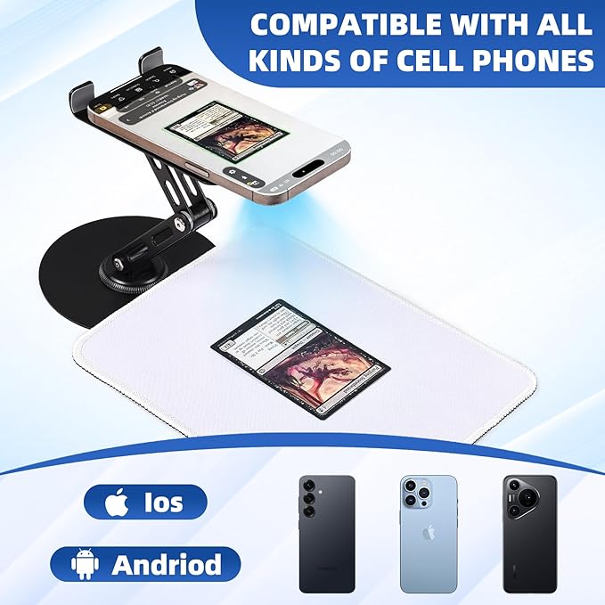 Foldable MTG Trading Card Scanner Stand, Carbon Steel Phone Holder Includes 50 - Image 4