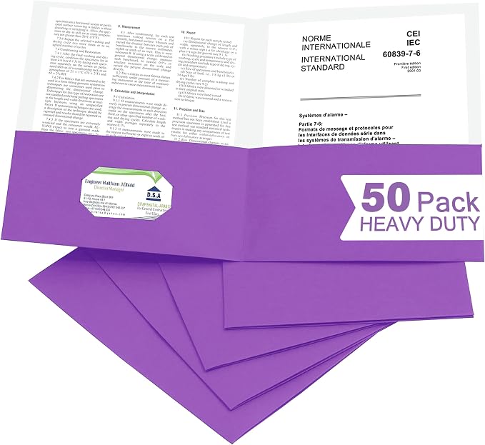 Zzrywuty 50 Packs Purple Paper Folders by Zzrywuty
