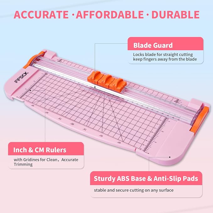 A4 Pink Paper Cutter Slider 12 Inch Titanium Straight Paper Trimmer, Paper - Image 2