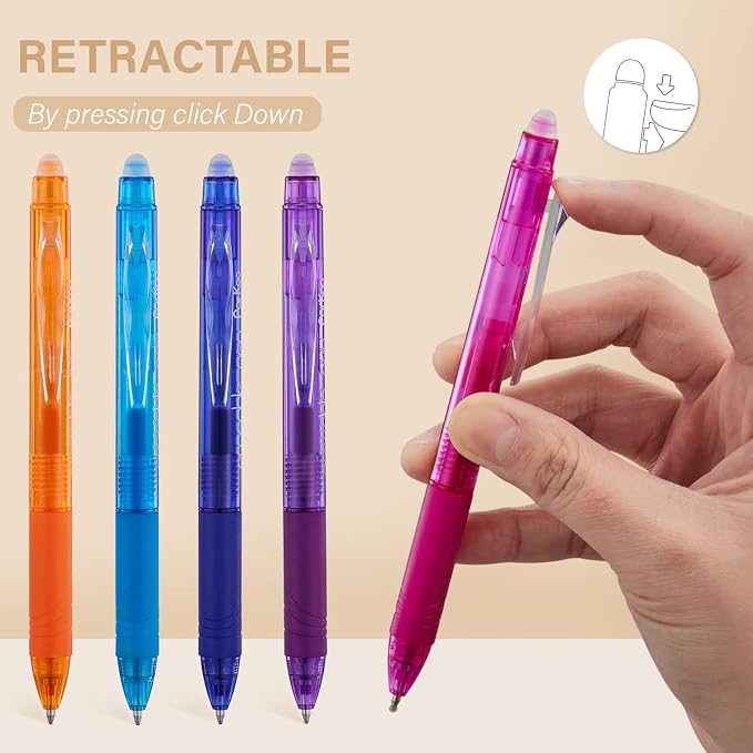 ParKoo Retractable Erasable Gel Pens Clicker 14 Colors, Fine Point 0.7mm - Image 3