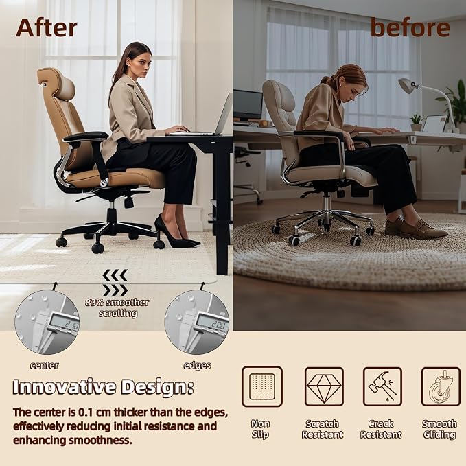 Lebata Office Chair Mat for Carpet Floor, Slip Resistant Heavy Duty Under Desk - Image 2