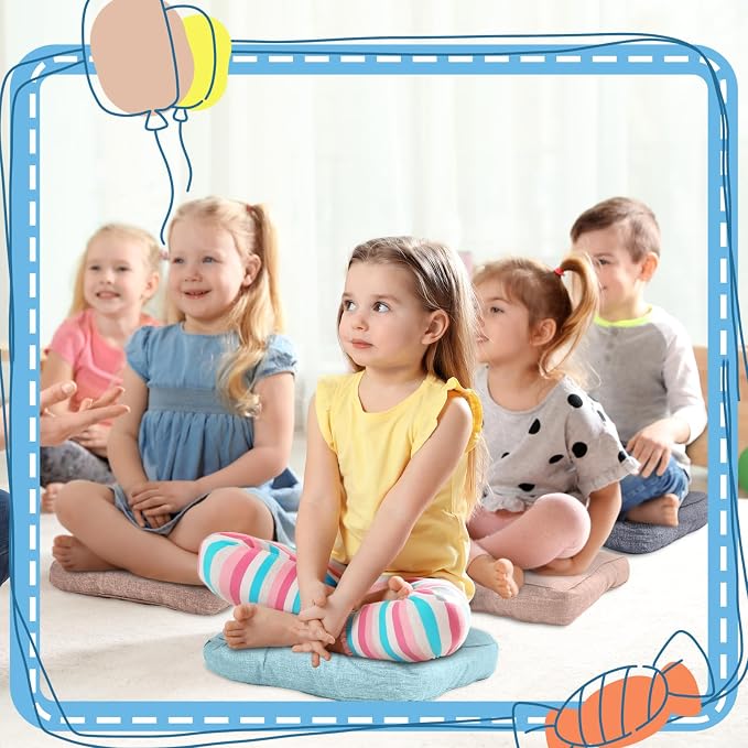 Juexica 8 Pcs Floor Cushions for Kids Floor Pillows Flexible Seating Cushions - Image 3