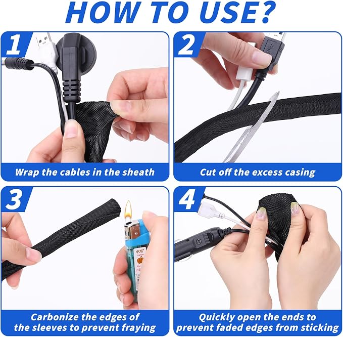 30FT Split Braided Sleeve Cable Management, 3/4 Inch Wire Loom Tubing Cord - Image 9