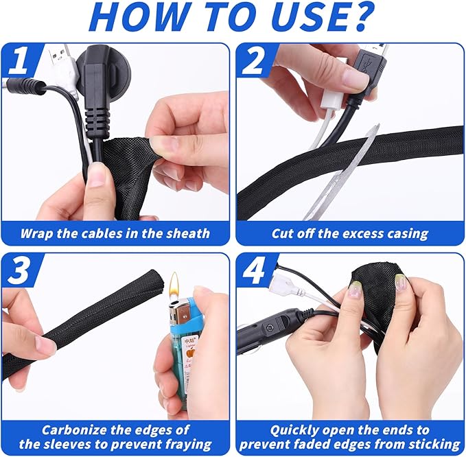 30FT Split Braided Sleeve Cable Management, 1/2 Inch Wire Loom Tubing Cord - Image 9