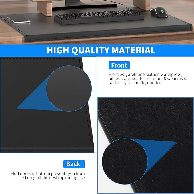 AKOZLIN Non-Slip 35.4"x 15.8" Soft PU Leather Surface Office Desk Mouse Mat Pad - Image 2