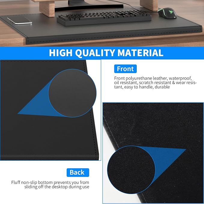 AKOZLIN 27.55”x 15.8" Soft PU Leather Surface Office Desk Mouse Mat Anti-Push - Image 4