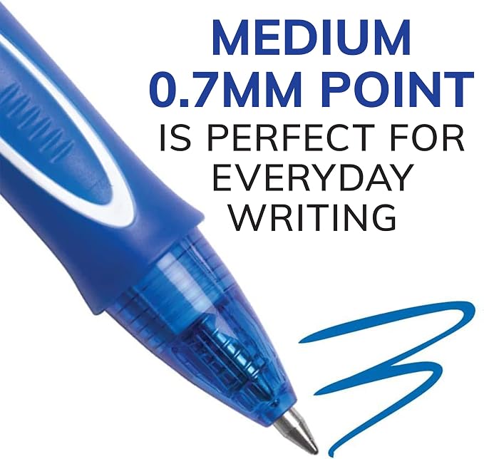BIC Gelocity Quick Dry Blue Gel Pens, Medium Point, 12-Count Pack, Retractable - Image 3