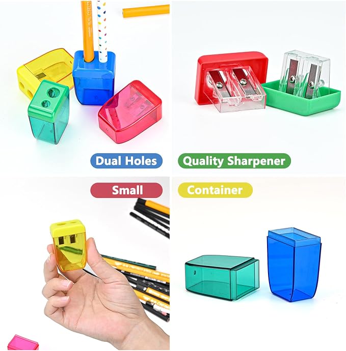 4Pcs Pencil Sharpeners Manual for Kids Adults, Dual Hole Small Handheld Pencil - Image 4