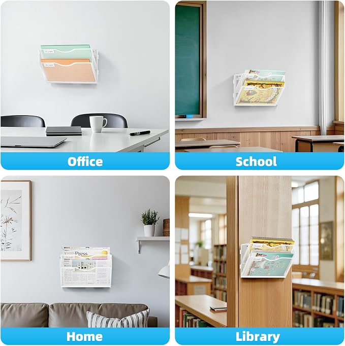 Marbrasse Wall File Holder 2-Tier Hanging Wall File Organizer, Mesh Mail Holder - Image 7