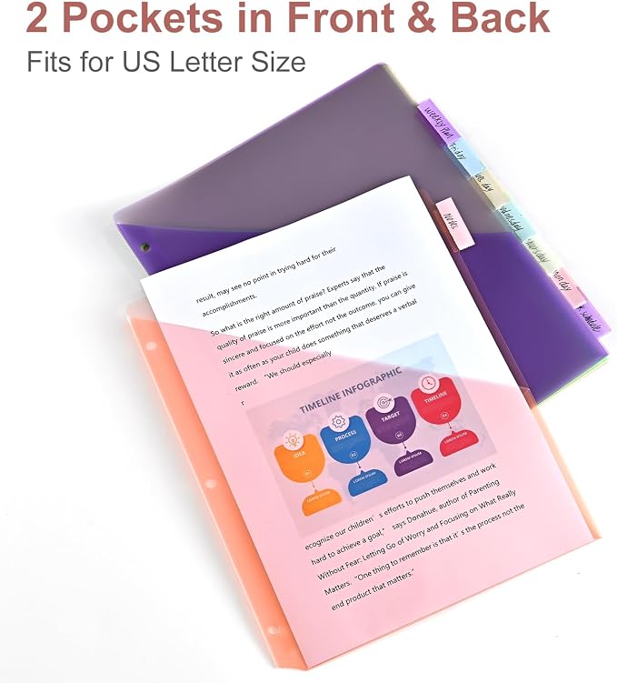8-Tab Binder Dividers with 2 Pockets, Index Pockets - Image 4