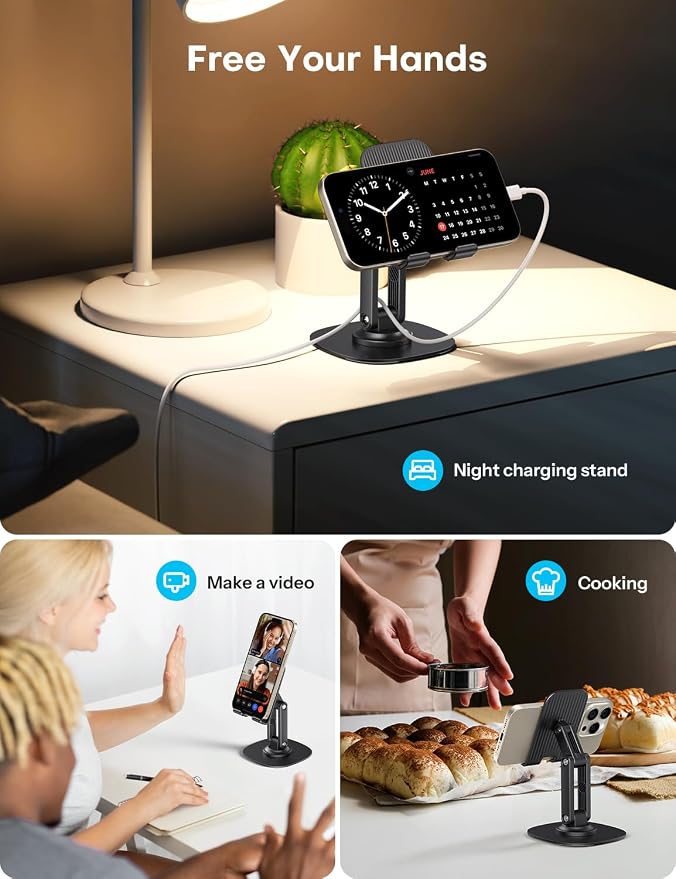 OMOTON Cell Phone Stand for Desk, 2 Pack Adjustable Foldable Phone Holder - Image 8