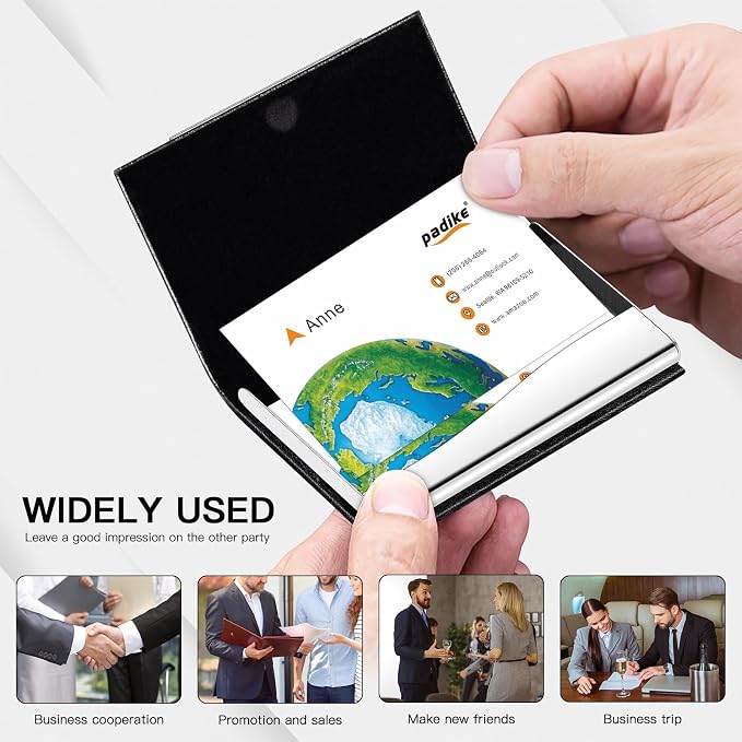Padike Business Card Holder, Faux Leather Wallet - Image 4