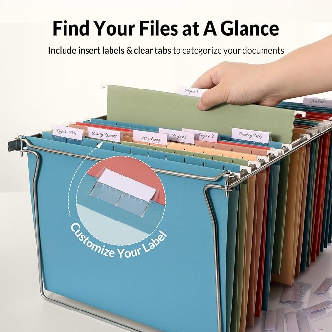 SUNEE Hanging File Folders, Retro Colors - Image 2