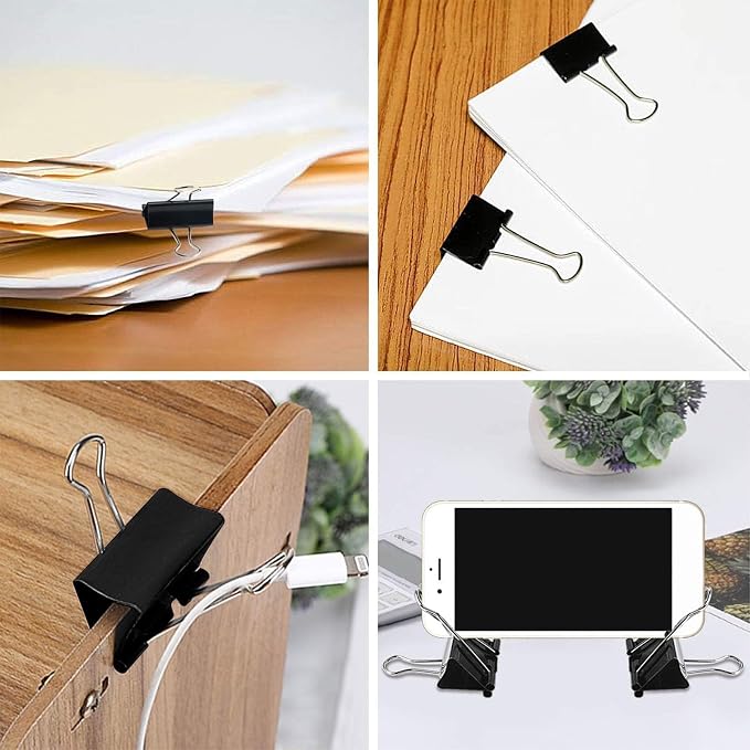 SANNIX 36 PCS Medium Binder Clips, 1-1/4 inch 32mm Binder Clips Black Paper - Image 6