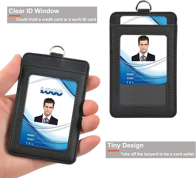 3 Pack PU Leather ID Badge Holder, Life-Mate ID Badge Holder - Image 3