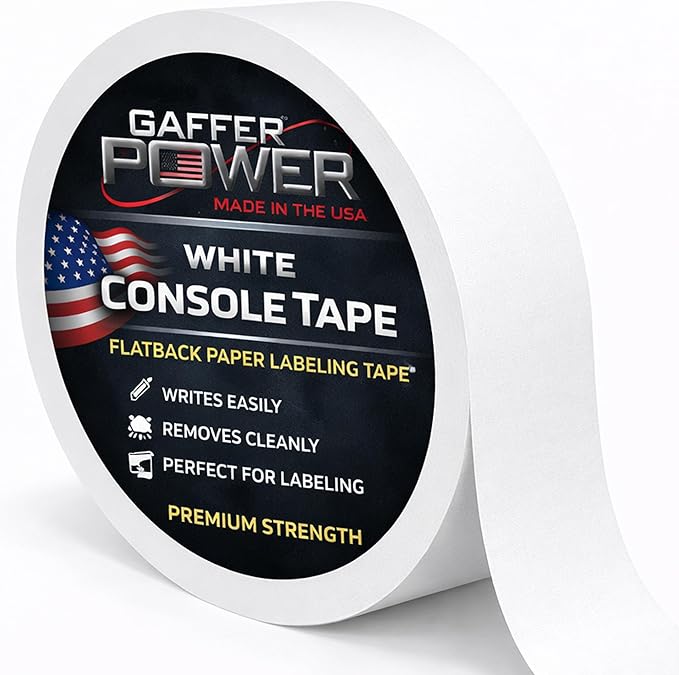 Gaffer Power Console Tape 1” x 20 Yards – Write-On Labeling Tape by GafferPower