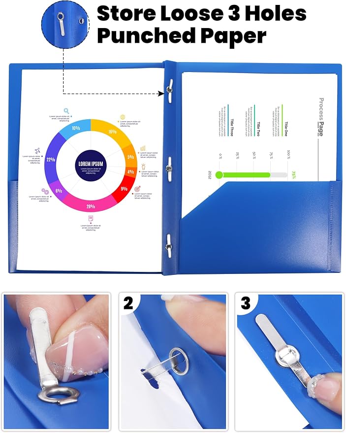 SUNEE 3 Pack Blue Plastic Folders - Image 3