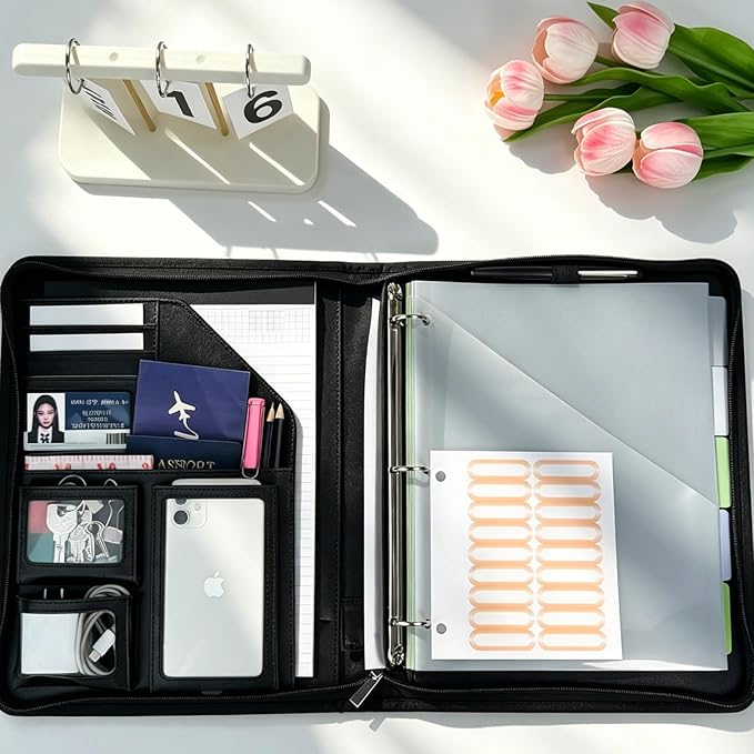 Clipboard with Storage for Men Women, Leather Padfolio Portfolio with Zipper - Image 2